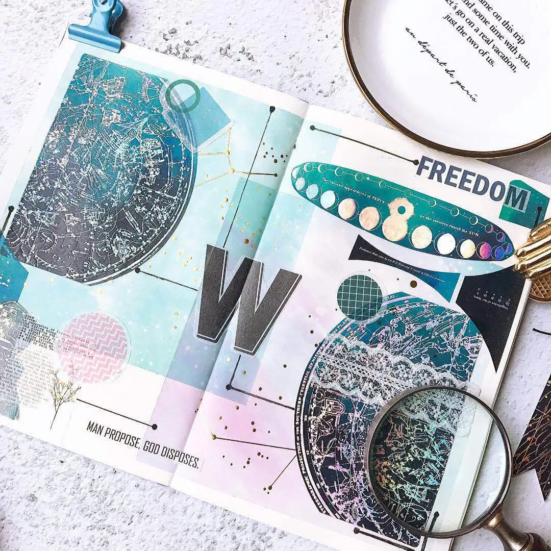 

Wandering Planet Series Korean Stickers Background Material Foil Gold Sulfuric Acid Paper Planner Scrapbook Decorative Sticker