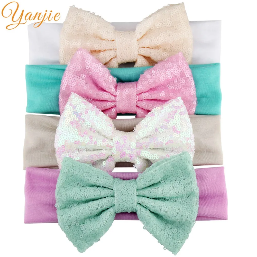 

4pcs/lot Hot-sale 5" Spring Sweety Macaron Style Infantile Elastic Headband Trendy New Arrival Kids Girl Hair AccessoriesBandeau