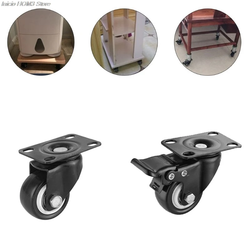 

Heavy Duty Caster Wheels Polyurethane PU Swivel Casters with 360 Degree Top Plate 220lb Total Capacity for Set of 4 (2 with Bra