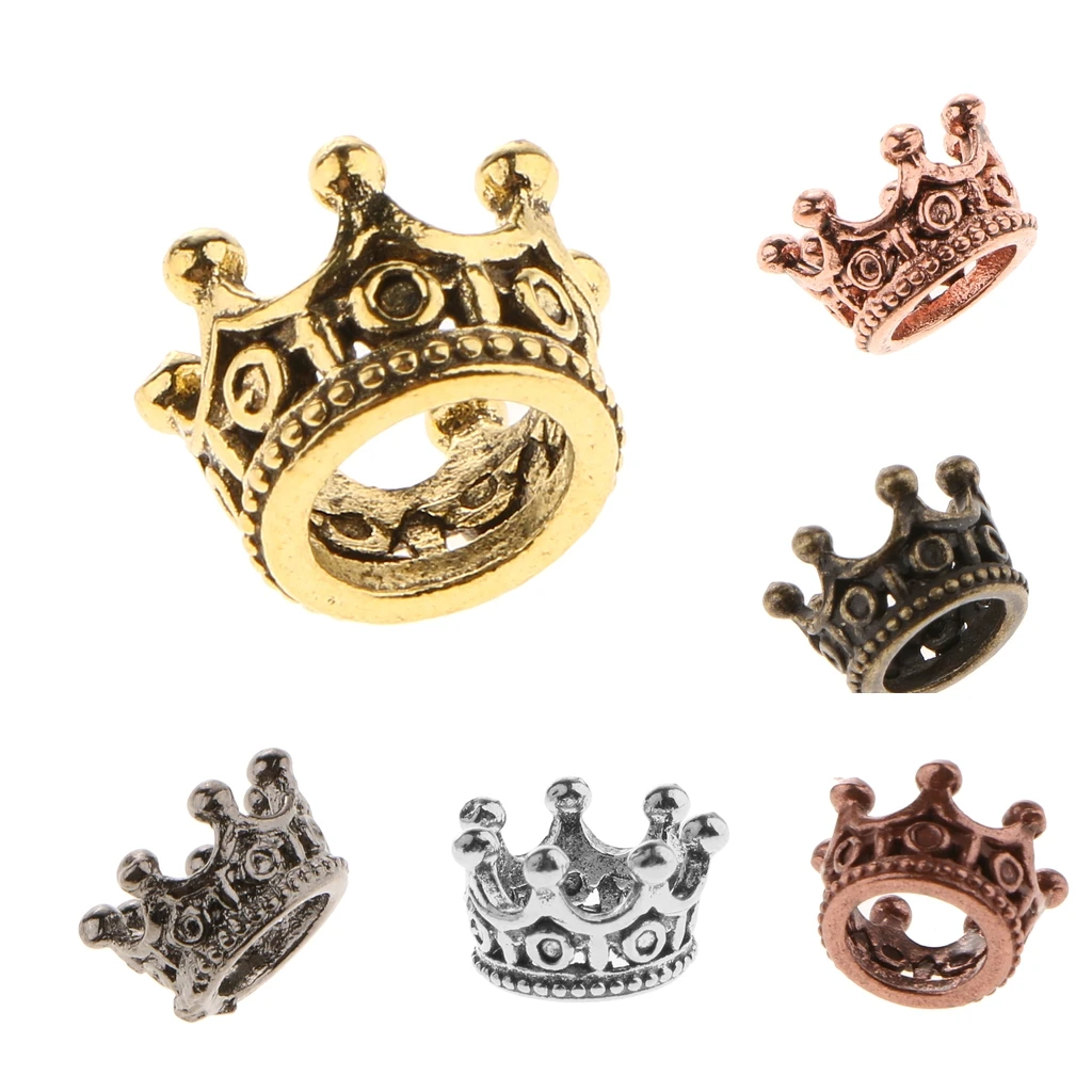 10 Pieces Europe Style Fashion Jewelry Crown Beads Charm Bracelets & Bangles Big Hole European Beads Fits Bead Bracelets 6 X11mm