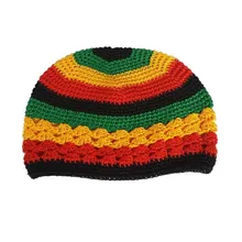 5 шт./лот, вязаная шапка ручной работы KUFI, вязаная шапка Rasta Reggae, хлопковая вязаная шапка, размер для взрослых