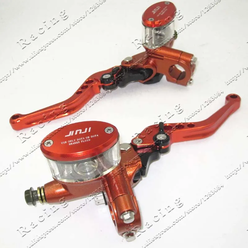 Hydraulic clutch Brake Hand Lever Disc Lever Left and Right for Electric motorcycle scooter CNC aluminum Orange