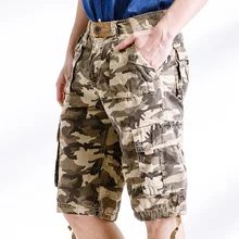 Для мужчин шорты милитари летнее Для мужчин s камуфляжные армейские шорты Cargo Шорты для тренировок Homme Повседневное бермуды Брюки размер 38 без пояса