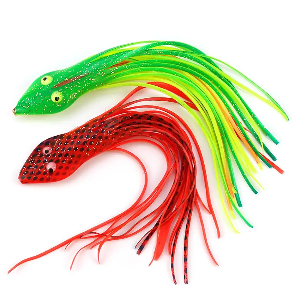 15 Cm Sea Fishing Bright Color Good Elasticity Whisker Design Bait Snake Head Octopus Jewfish