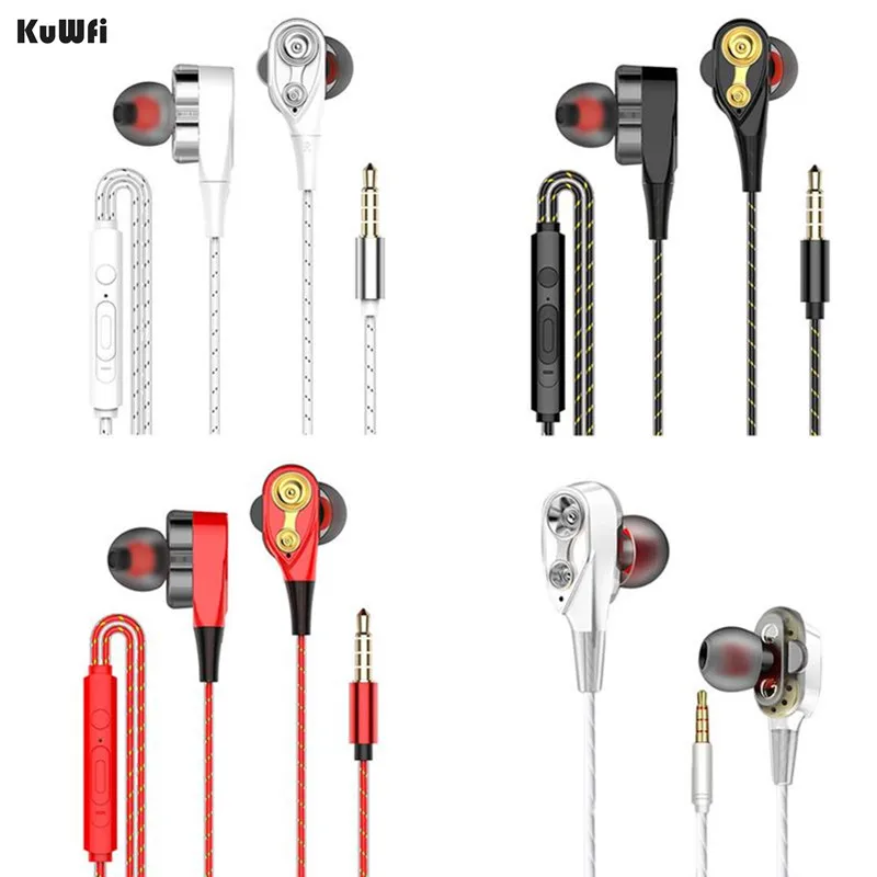 

KuWfi Wired Earphones 3.5MM In-ear Stereo Earphones HIFI Sports Game Earbuds Headset With Microphone