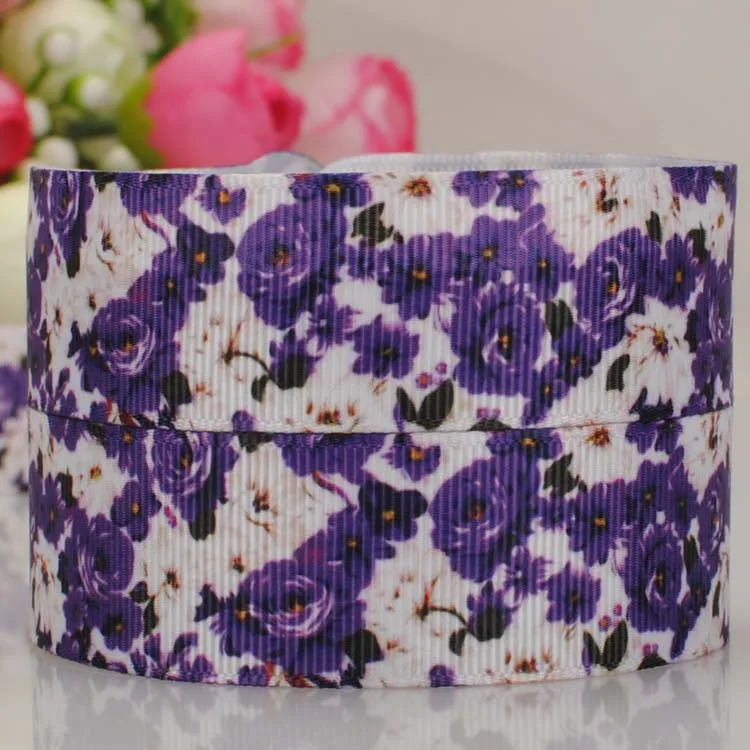 

50 yards 1 " 25 mm beautiful flower pattern print grosgrain tape ribbon DIY handmade hair bow ribbon free shipping