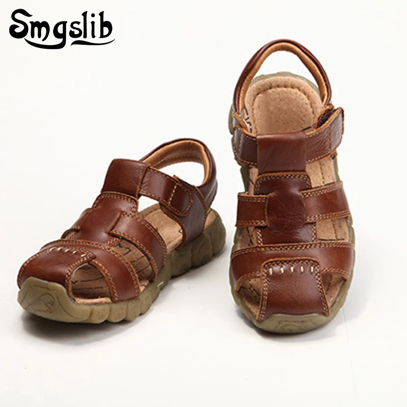 melhor Crianças Sapatos meninos Sandálias de Couro Genuíno gladiador Único menino da criança Sapatos Casuais Confortáveis sandálias da praia do Verão crianças