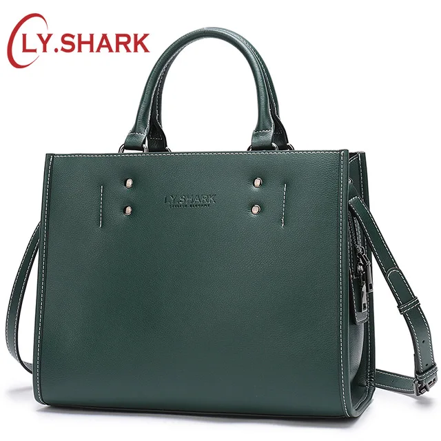 

LY.SHARK Ladies' Genuine Leather Handbag Women Bag Messenger Crossbody Bags For Women Green Shoulder Bag Female Fashion Tote Bag