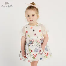 DB10136 dave bella/летнее модное платье принцессы с цветочным рисунком для маленьких девочек детское праздничное свадебное платье Детская одежда для малышей