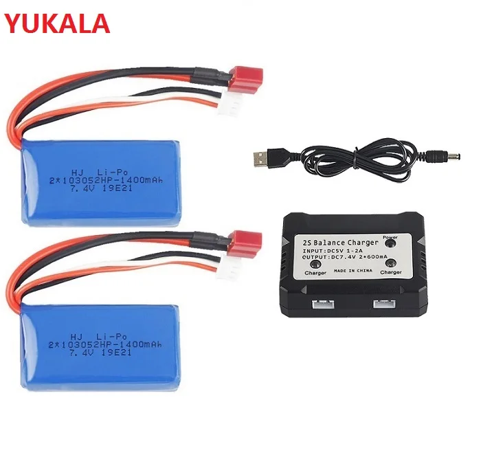 

7.4V 1400mAh Lithium battery 25c 103052/USB charger for Wltoys A959-B A969-B A979-B K929-B RC Truck/ RC car