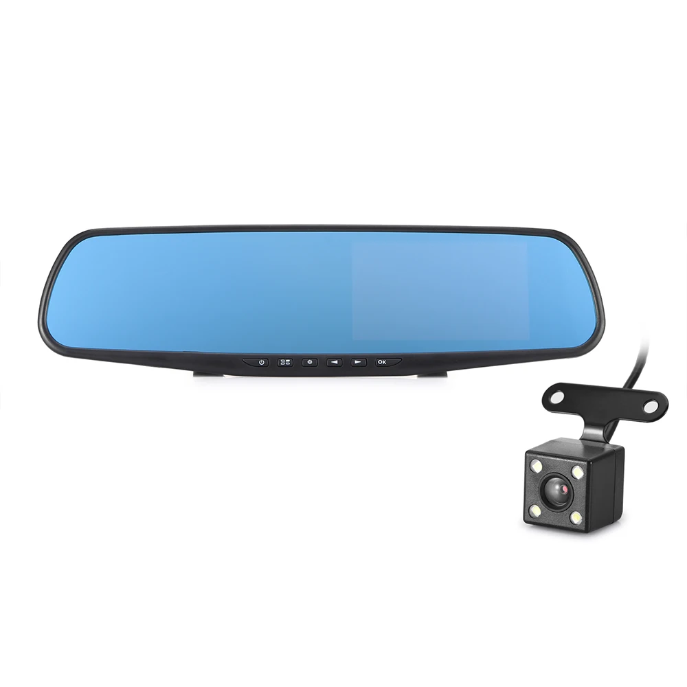 Onever 4," двойной объектив 1080P FHD Dash камера зеркало заднего вида видеорегистратор видеокамера с камерой заднего вида 120 широкоугольный