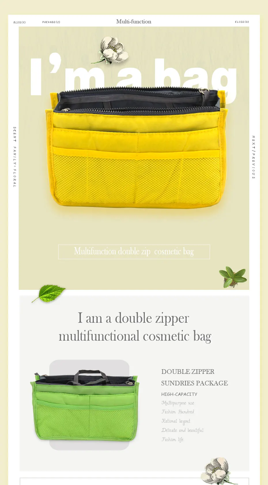DINIWELL, Портативная сумка для хранения на двойной молнии, сумка-Органайзер, женская сумка для путешествий, сумка-Органайзер для косметики, Ipad