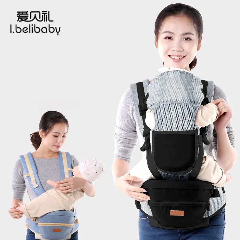 

Ibelibaby Baby Carriers Soft Cotton Breathable Baby Sling Wrap Anti-slip Baby Sling Hold Waist Belt Ergonomic Baby Carrier