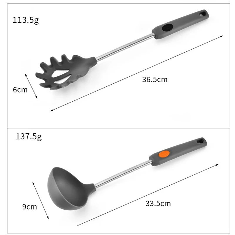 6 шт Силиконовая кухонная утварь набор инструментов для приготовления пищи суп ковшовый дуршлаг турнер лопатка Черпак ложка рисовый Совок лапша Паста Сервер