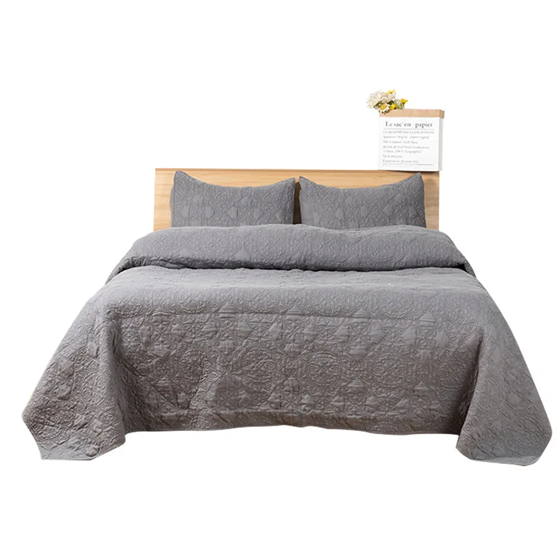 CHAUSUB постельное белье из хлопка Стёганое одеяло набор 3 шт Серый качество вышитые стеганые одеяла наволочка король queen Размеры Стёганое