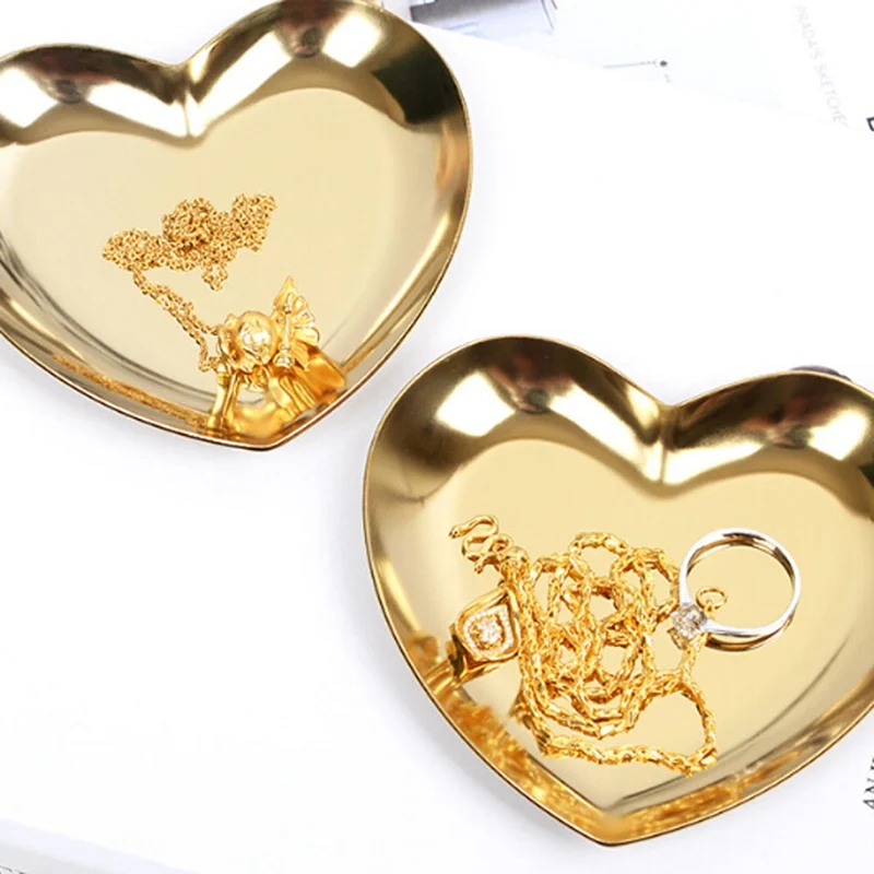 Heart Shaped Stainless Steel Jewelry Serving Plate / Metal Tray