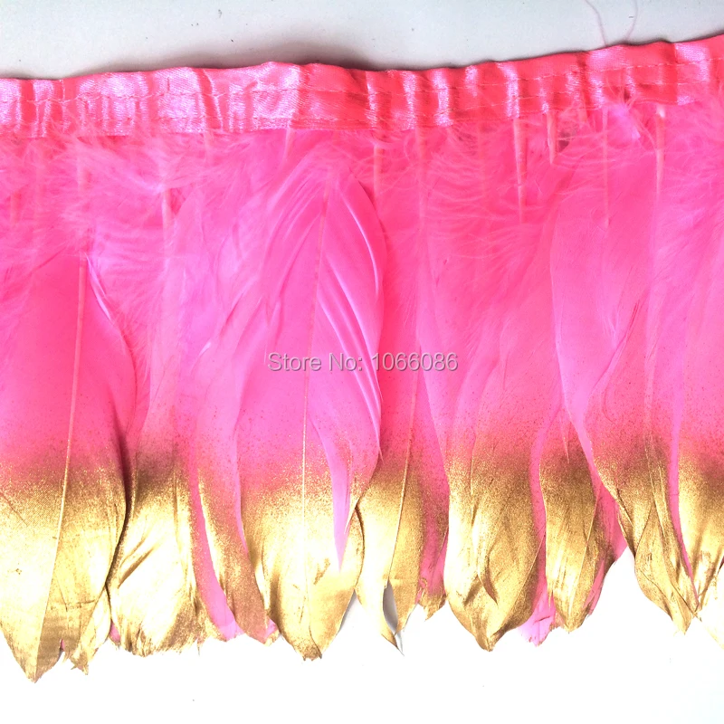 

Free Shipping 6Yards 15-18cm width Pink Turkey Feather trim for Skirt Dress AAA quality for Carnival showgirl customes