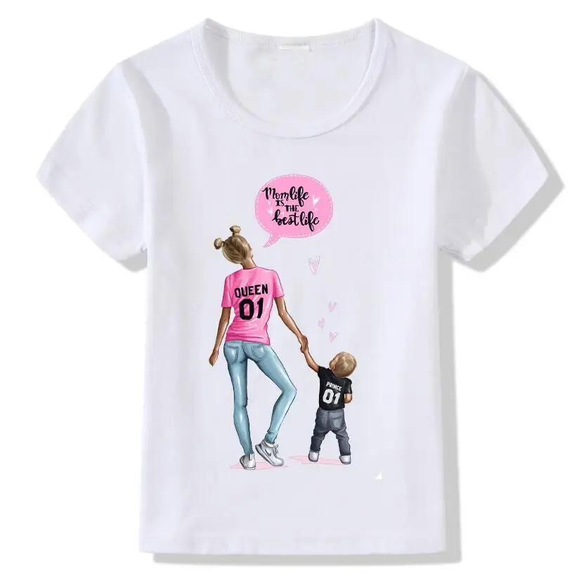 Футболка с принтом «Мама и любовь» для детей, летние топы для детей, футболки для девочек «Мама и жизнь», одежда - Цвет: c10