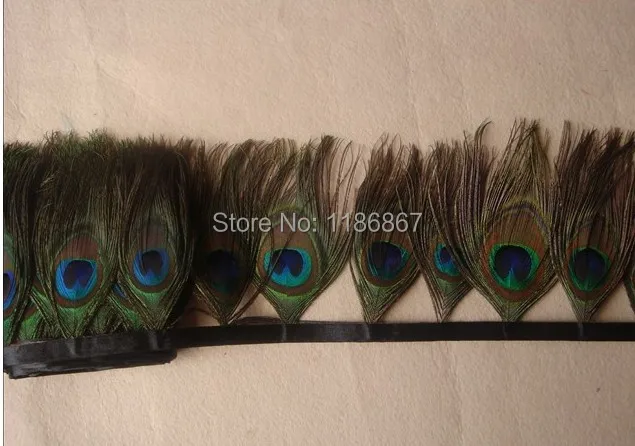 Wholesale price!10yards/Lot Height 10-12cm Nature Peacock Feather Trimming Fringe with 32-40pcs Eyes for crafts KX47 | Дом и сад