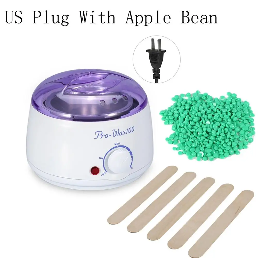 Серебристый US Plug профессиональный воск Нагреватель Мини спа Эпилятор парафиновый воск+ 100 г Твердые восковые бобы депилятор инструмент для удаления волос - Цвет: Серебристый