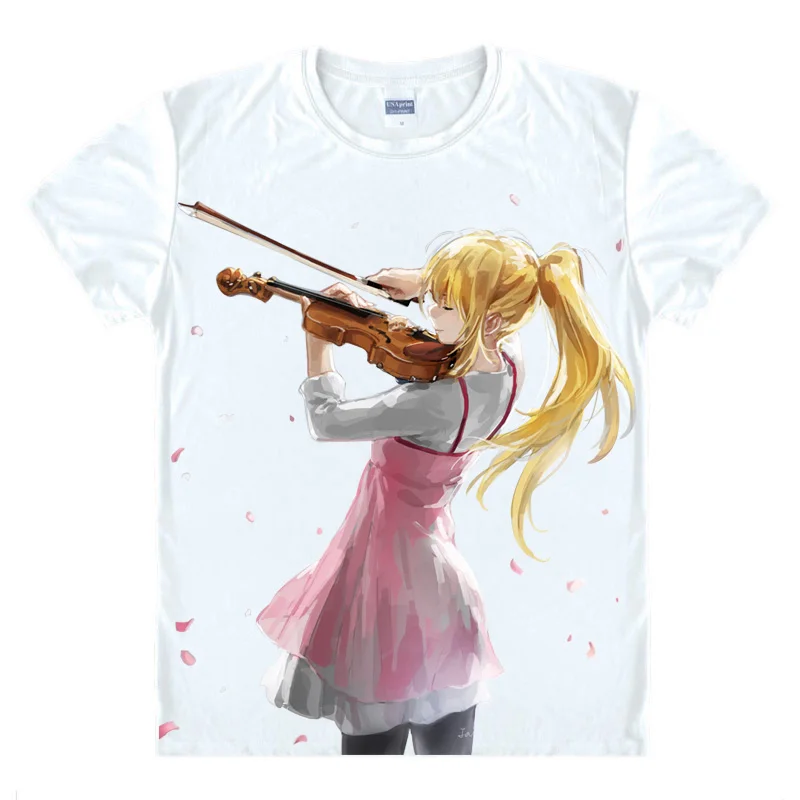Style 19 Coolprint Футболка с изображением в стиле аниме kimiuso ваш ли в апреле Футболки для женщин короткий рукав Kousei Арима Каори покрасочные Косплэй хентай Рубашки для мальчиков - Цвет: Style 19