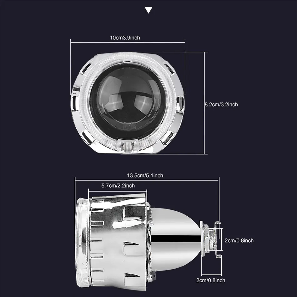 RACBOX 2 шт. Черный кожух 2,5 дюймов универсальный би ксенон HID объектив проектора с белым Красный Синий Желтый ангельские глазки кольцо для H4 H7 автомобиля