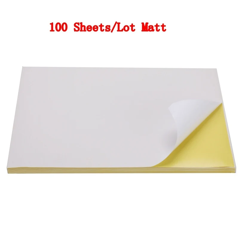 100 sheets Matt 50/100 листа/уп наклейки для ногтей с много A4 глянцевой и матовой крафт клейкая Стикеры для лазерный струйный принтер копир ремесло Бумага самоклеющиеся Стикеры этикетка - Color: 100 sheets Matt