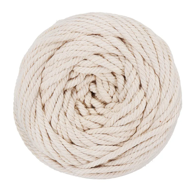 Kopen Beige Katoenen Touw Twisted Cord Craft Macrame Koord Artcraft String DIY Handgemaakte Koppelverkoop Draad Gevlochten Cords 4mm x 100 m