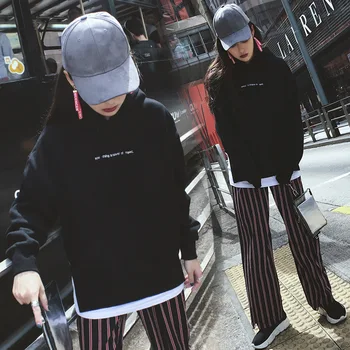 

Korean Style New 2017 Spring Autumn Women's Fashion Loose Patchwork Oversize Sweatshirt Ladies Letter Printing Fake Two Hoodie