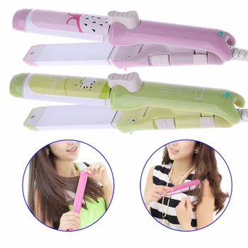 

220V Hair straightener Mini hair curling iron Travel hair tools Cute Candy Color