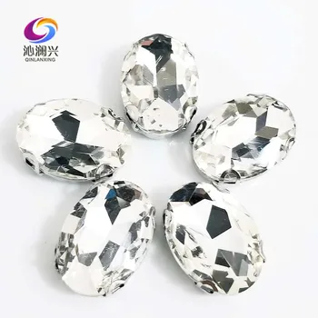 

Anti hook Clear white oval shape good quality Glass Crystal sew on claw loose rhinestones,Diy/Clothing accessories SWTD01