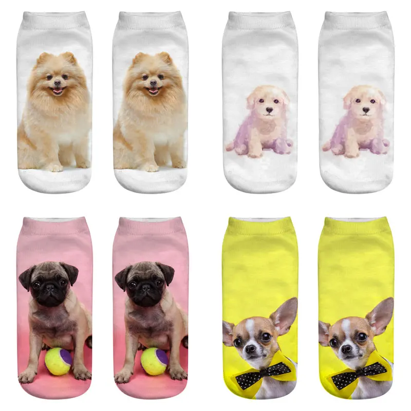 

1 pair 3D Dogs Print Fashion Unisex Christmas Socks New Design Meias Female Funny Low Ankle Femme Sock Ankle Casual Socks Sale