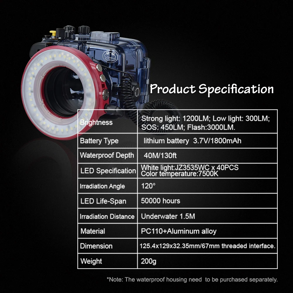 Кольцевой светильник-вспышка для камеры со скоростью подводной съемки 40 м 67 мм интерфейс 3 цвета светильник с зарядкой от USB