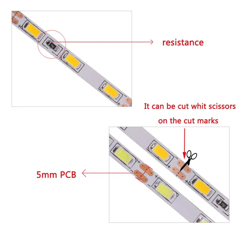 Светодиодная лента 5 мм SMD 5630 5730 мини подсветка неводонепроницаемая гибкая