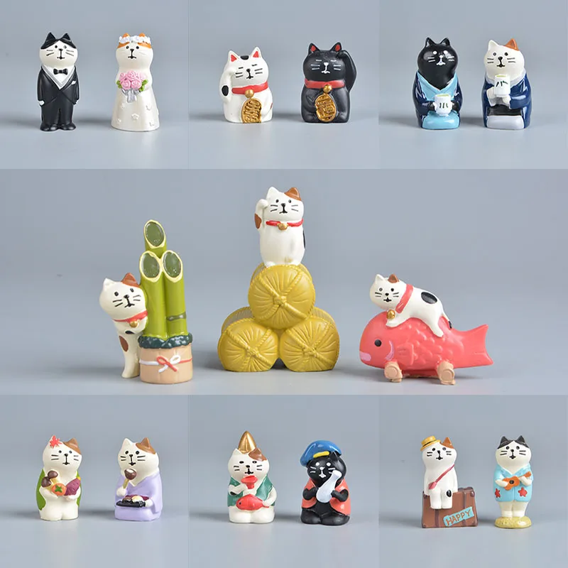 Koteta японская модель животных Decole кошка миниатюрные фигурки Смола Zakka ремесло