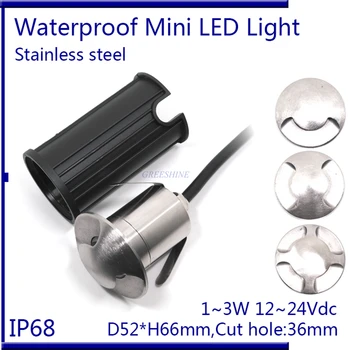 

D52xH66mm IP67 12V 24V one two four side view inground light Sidewalk Lighting 3W LED Wall deck floor light 3pcs/lot Freeship