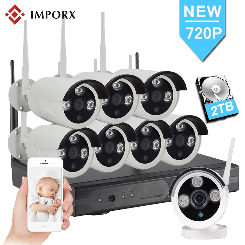 

8CH 1.0MP Wireless CCTV Security Camera System 720P HD IP Camera Wifi CCTV System Video Surveillance Kit With Power Supply Box