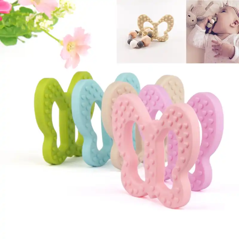 Mordedores bebê Borboleta Brinquedo Do Bebê Dentição de Silicone Em Forma de Grau Alimentício Moer Os Dentes Do Bebê Mordedores