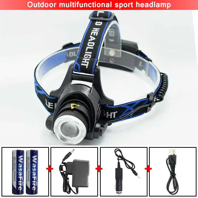 

1000 Lumen XM-L T6 Led Headlamp Headlight 3 Modes Zoomable Head Lamp Helmet Light With 18650 Battery + Charger For Car Repair