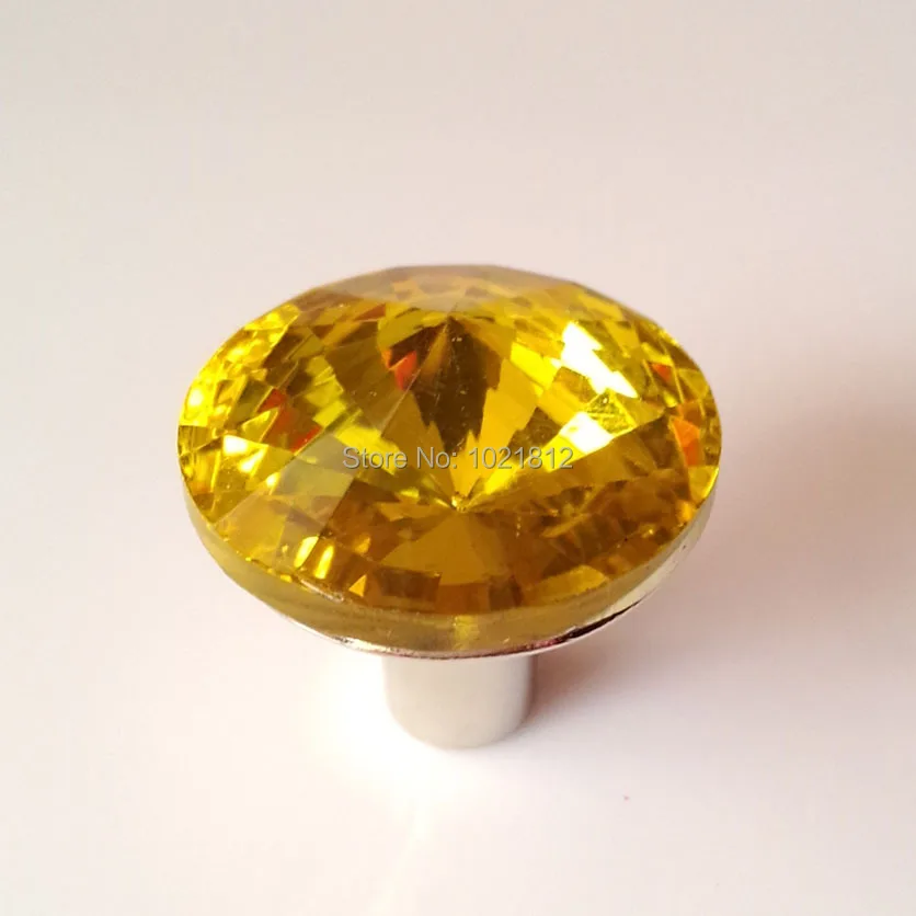 10pcs 25mm Yellow Glass Knobs Cupboard Closet Drawer