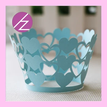 

50pcs/lot Paper craft laser cut pearl paper wedding decoration cake topper cupcake wrapper DG-44