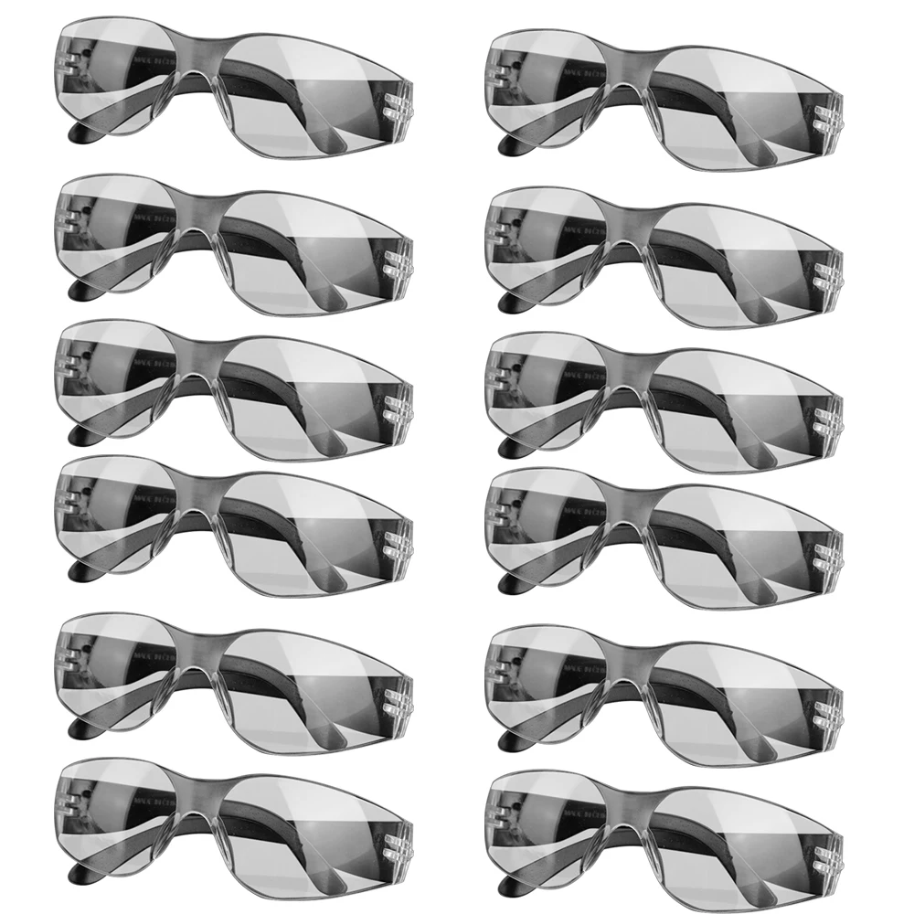 12pcs/pack Safety Glasses Eyewear Protective Safety Glasses Clear Polycarbonate Impact Resistant Lens