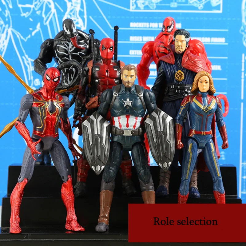 Marvel Мстители игрушки Buster Hero Железный человек Капитан Америка сюрприз капитан доктор сингулярный яд Spidermanflashing фигурку игрушки
