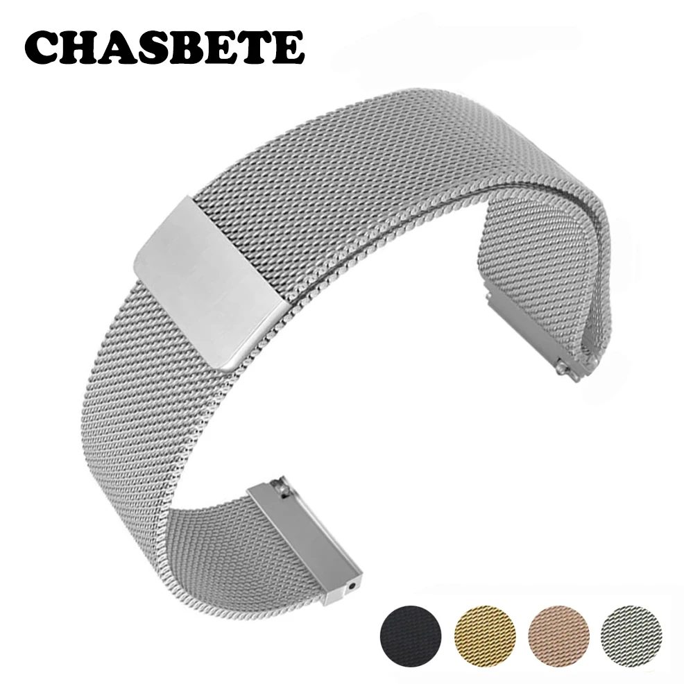 22mm Stainless Steel Watch Band for Ferrari Watchband Men Women Magnetic Quick Release Strap Wrist Loop Belt Bracelet Black