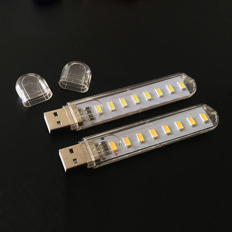 Chiclits 8 Led Night Light Mini 5V USB Book Light Computer Mobile Power USB Light WhiteWarm White (8)