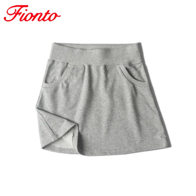 

Spring and Summer Cotton Skirt Women's Fashion Wild Middle Waist Sports Solid Color Casual Short Mini A-line Skirt jf4149