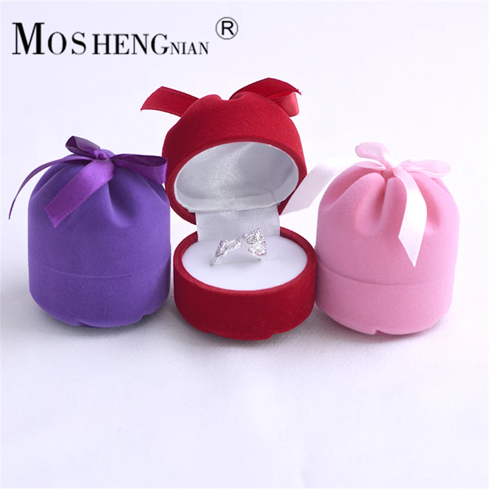High Grade Round Bag Shaped Flocking Jewelry Gift Box Jewelry Box ...
