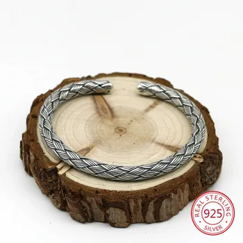 

925 sterling silver bracelet ethnic style retro fashion personality jewelry hand-woven simple style gift 2019 hot sale Bangles
