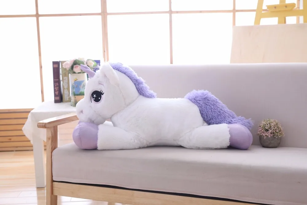 Brinquedos de Pelúcia Brinquedo de Cavalo de Pelúcia Unicórnio Branco Gigante Macio Unicornio Peluche Boneca Presente Crianças Foto Adereços 85 cm - 100 4 85 cm100 cm unicórnio branco brinquedos de