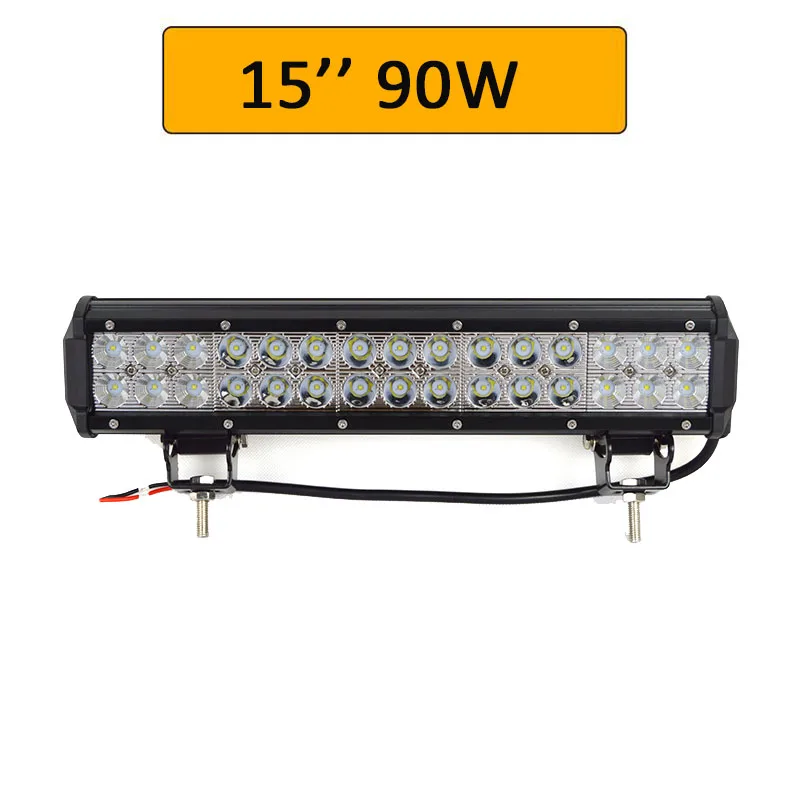 15in 90W no wiring Auxtings 1" 22" 20 дюймов 12 в 24 В внедорожный светодиодный светильник, комбинированный точечный прожектор 2" 126 Вт светодиодный рабочий светильник для джипа автомобиля 4WD грузовика внедорожника ATV - Цвет: 15in 90W no wiring